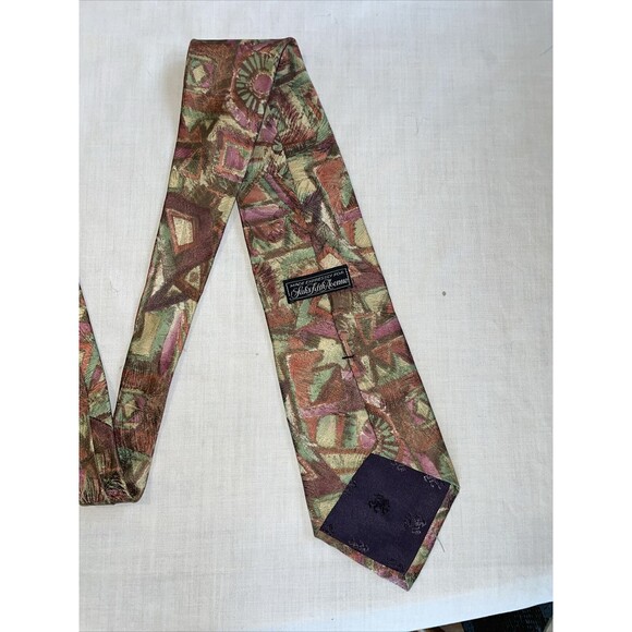 Saks Fifth Avenue Men’s Dress Tie Size 57” Multicolor Geometric Silk Business - Picture 9 of 12